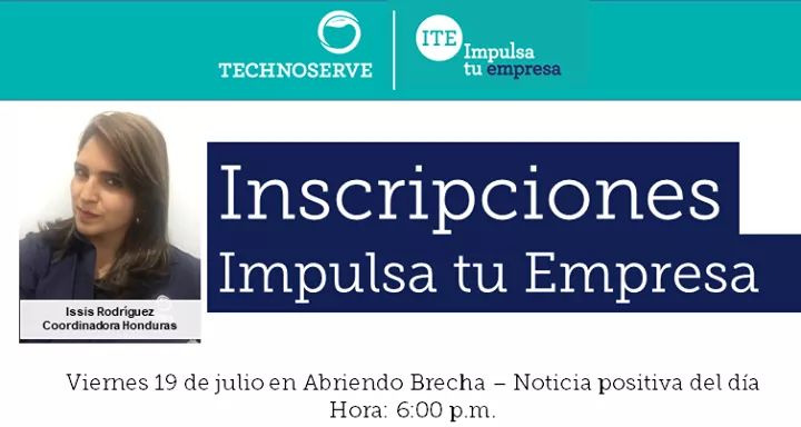 ITE_TechnoServe's tweet photo. El noticiero Abriendo Brecha nos dedicará la noticia positiva de hoy. 
Les invitamos a que vean TEN Canal 10 a partir de las 6:00 p.m. https://t.co/FBKC4xdCt4