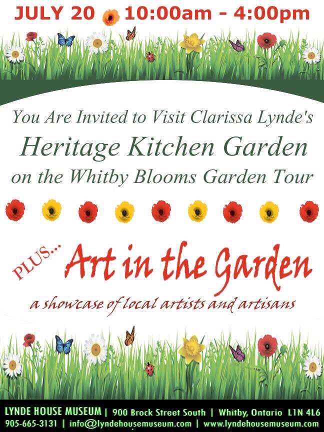 LyndeHouse's tweet photo. Join us this Saturday for ART IN THE GARDEN, a showcase of local artists &amp; artisans! 

Learn more about gardening in the 1800s on this stop of the Whitby in Bloom Garden Tour.

Join us in the REFRESHMENT TENT for a cool lemonade &amp; a tasty treat!

Lynde House tours!

10:00-4:00 https://t.co/6GqsPz8mkI
