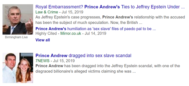 Meanwhile, this is how UK media covers Prince Andrew (left img) and when they do mention the  #Epstein case, they paint Andrew as the victim (right img).  #OpDeathEaters