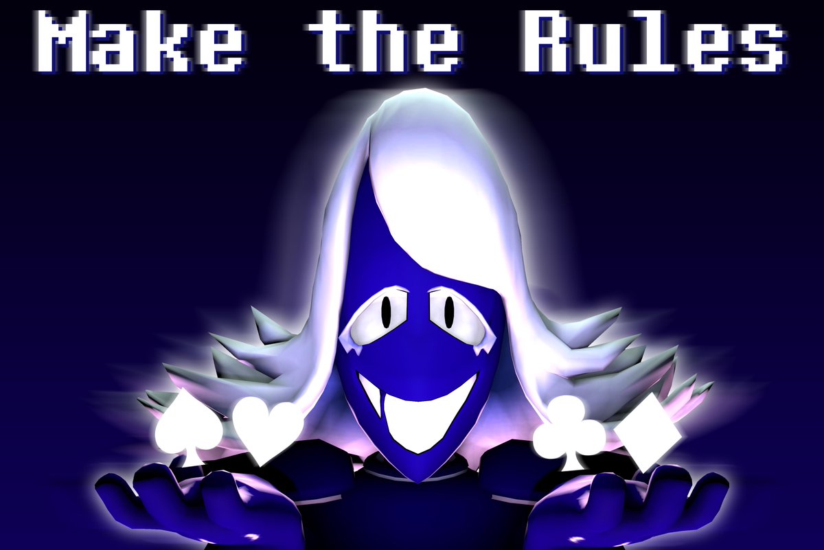 ItsVioletQueen's tweet photo. You either make the rules,
���ℝ 𝕐𝕆𝕌 𝔹ℝ𝔼𝔸𝕂 𝕋ℍ𝔼𝕄
#art #deltarune #rouxlskaard #jevil #rulescard #joker #jokercard #sourcefilmmaker #sfm https://t.co/H5eMLkQhkM