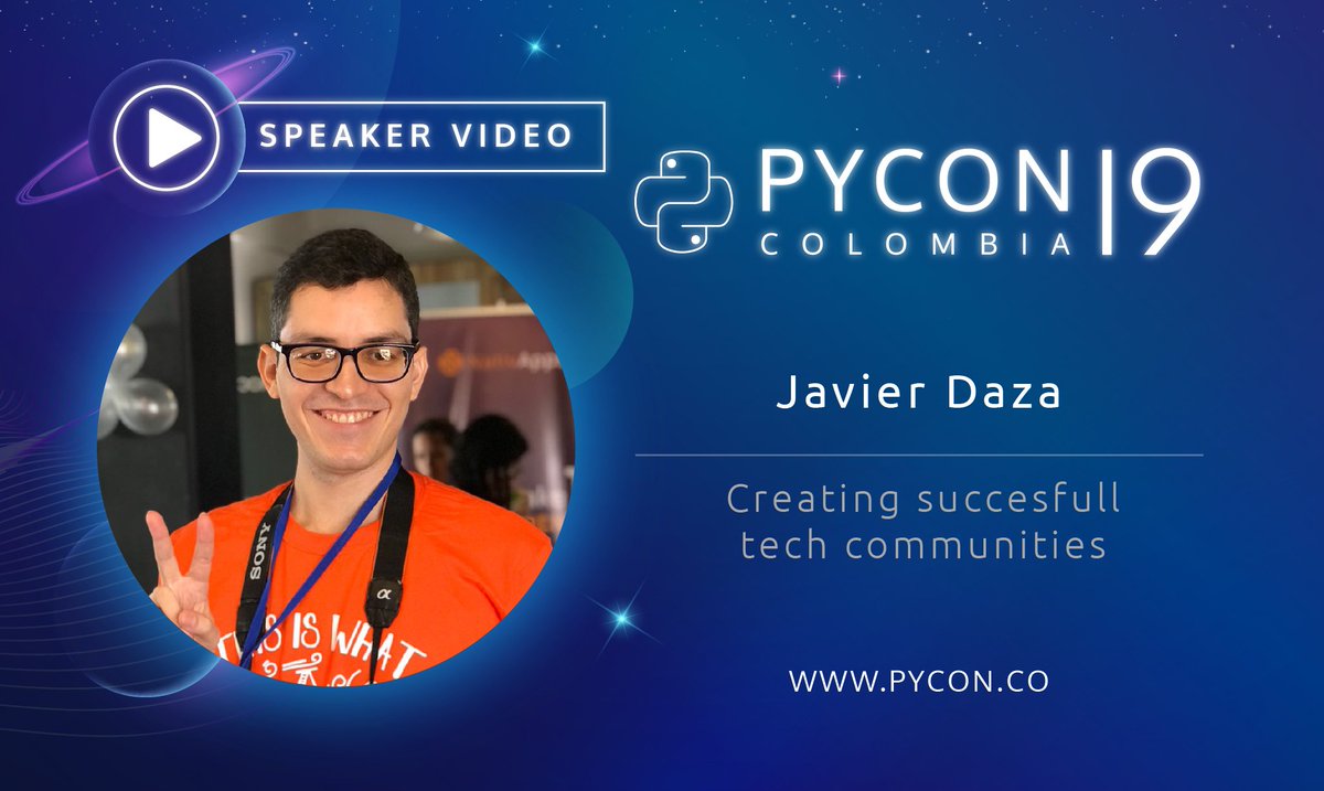pyconcolombia's tweet photo. Watch the video of Javier Daza Comas @javidazac, he teaches us about "Creating succesfull tech communities".
https://t.co/siJo29Qwi8
#PyConColombia2019 https://t.co/2PSM45gAmo