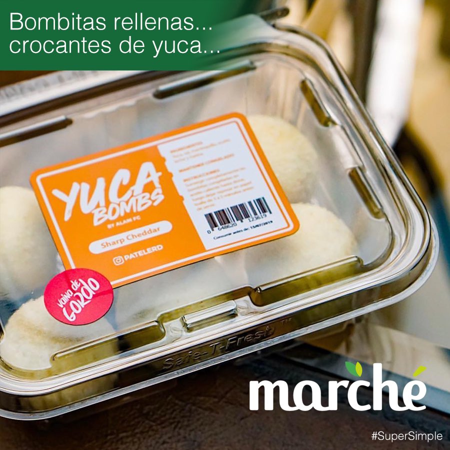 MarcheSuperRD's tweet photo. Una opción diferente de bocadillo para este fin de semana son los #YucaBombs rellenos de @PateleRD, los puedes encontrar en nuestras góndolas u ordenarlos a través de Whatsapp en el 829-657-0975 #SuperSimple https://t.co/xKw7isHtp6