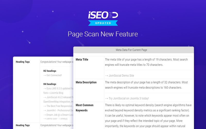 ijoomla's tweet photo. Improve your Joomla site SEO score with Powerful iSEO Joomla extension featured with seo scanning features, advance Meta tag manager and more !
https://t.co/0OOwhMXqex
#SEO #Joomla #iSEO #Seoscan #pagescan #JomSocial #Easysocial #gridbox https://t.co/rxsDjkISyz