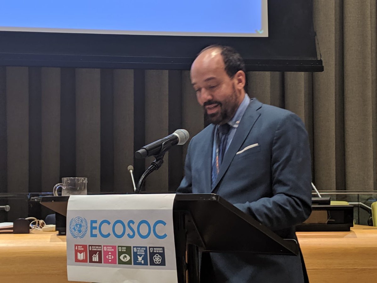 In closing the #HLPF the <a href="/ILO_NewYork/">ILO Office for the United Nations</a> Rep <a href="/vinciuscp/">Vinicius Pinheiro</a> reminded that despite of some progress the world is off track in achieving #SDG8 and called for renewed efforts to create #DecentWork for #Youth, #EqualPay, universal #SocialProtection and eliminate #ChildLabour #ForcedLabour