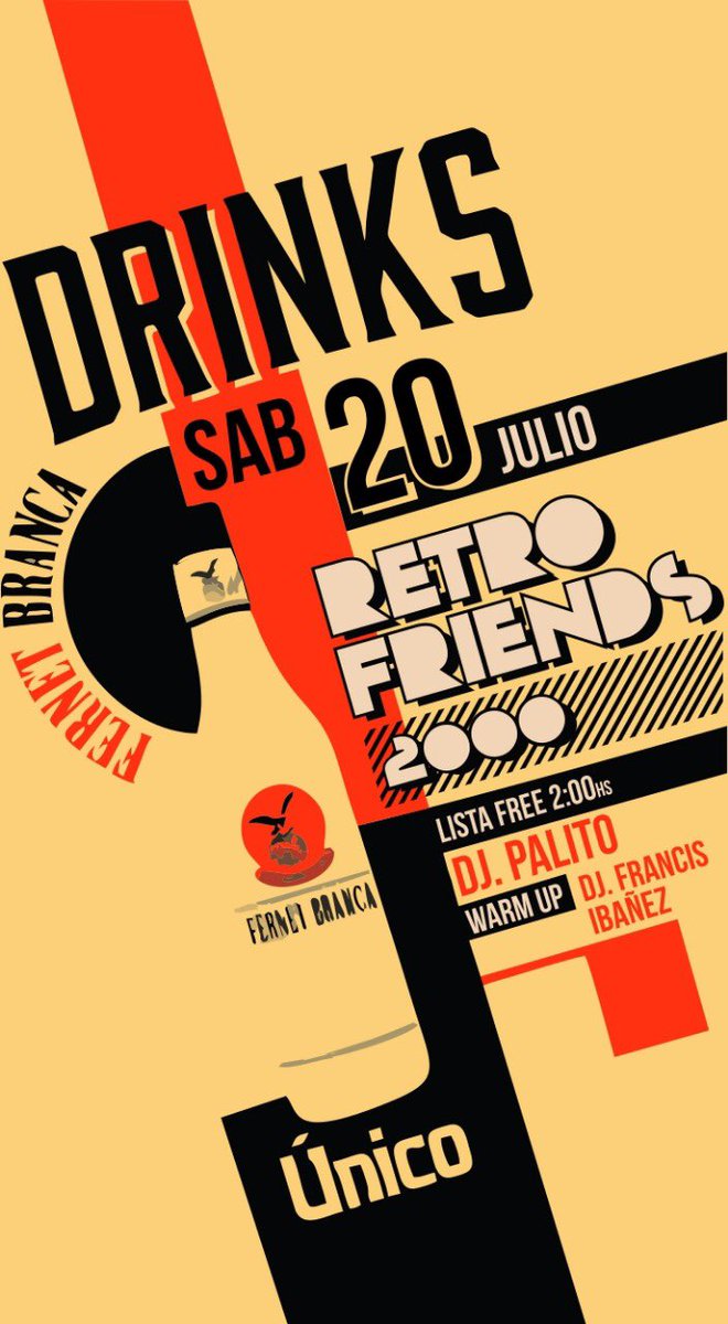DRINKSBarBeer's tweet photo. Este sábado festejamos la #RetroFriends con MUCHA FIESTA Y FERNET!! sisi.. @FernetBrancaARG viene con tremenda recepcion y 2x1 toda la noche en su trago🚀 Nuestros DJS @pa1itto10 &amp; @francis_ibanezz te van a mover el esqueleto con esas cumbias y reggaetones viejos 💃🏻🕺🏻
#YOTEAVISE https://t.co/McIDNyEy89