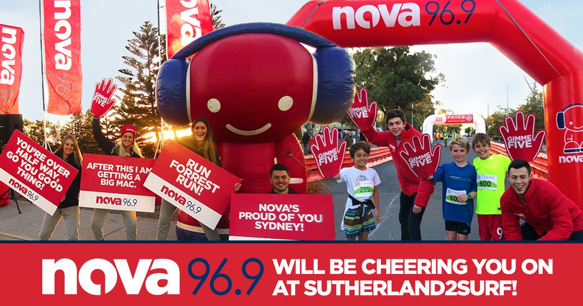 Sutherland2Surf's tweet photo. The @nova969 Casanovas will be trackside with you from start to finish. 👀 out for us with our cheer signs &amp; giant inflatable beach balls! The Nova tunes will be pumping &amp; our cheerleaders will be doing their thing to get you to the finish line! https://t.co/e7mSJojVH5 https://t.co/VdTR2V07Eg