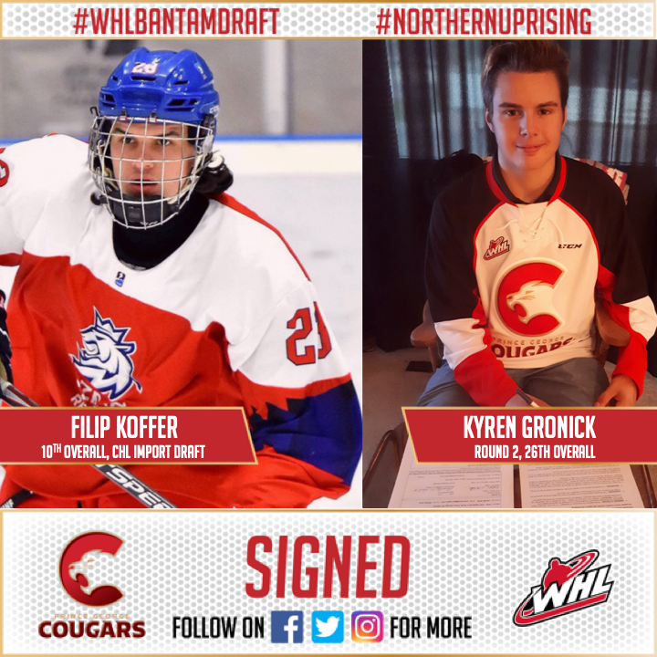 NEWS: Cougars sign Kyren Gronick &amp; Filip Koffer to WHL Standard Player Agreements. 📃🖊️

📰 | bit.ly/2Yip0IU