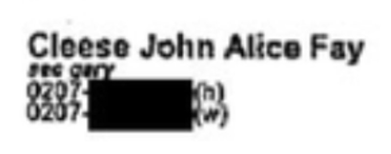 The Meaning of Life: Monty Python's John Cleese and his child psychoanalyst wife Alyce Faye Eichelberger, now divorced, appear on Epstein's list. Faye studied under Anna Freud, Sigmund's youngest child, and has strong ties to the Hampstead clinic and the Esalen cult.