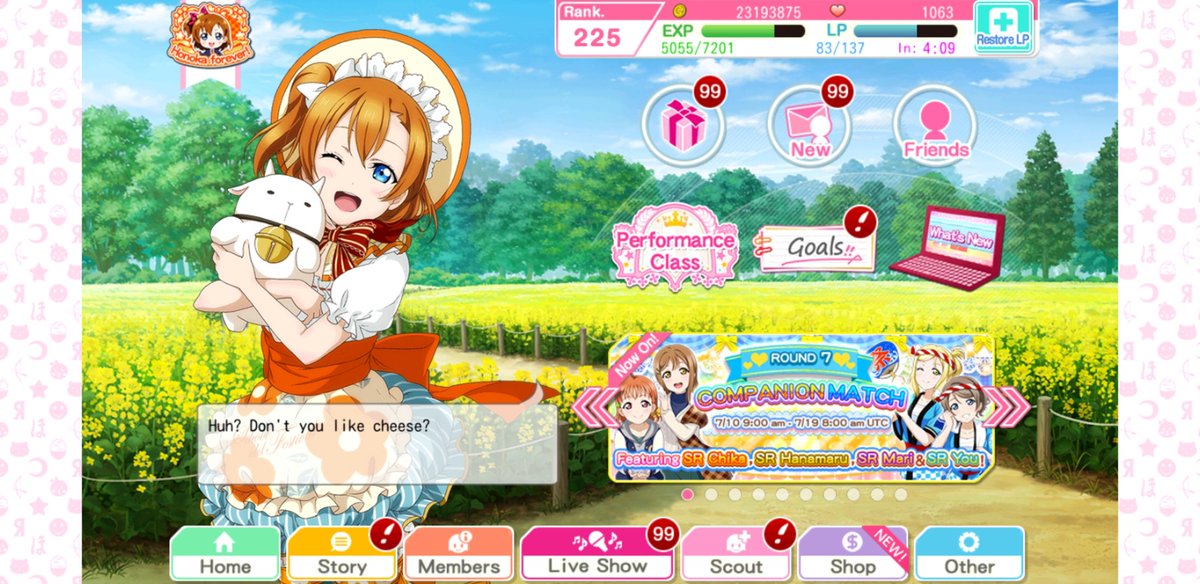 day 45: ive never gotten this line before and i dont know what the event story is like so im just. what a random voice line LOLlike yes i do honoka but why do you ask...