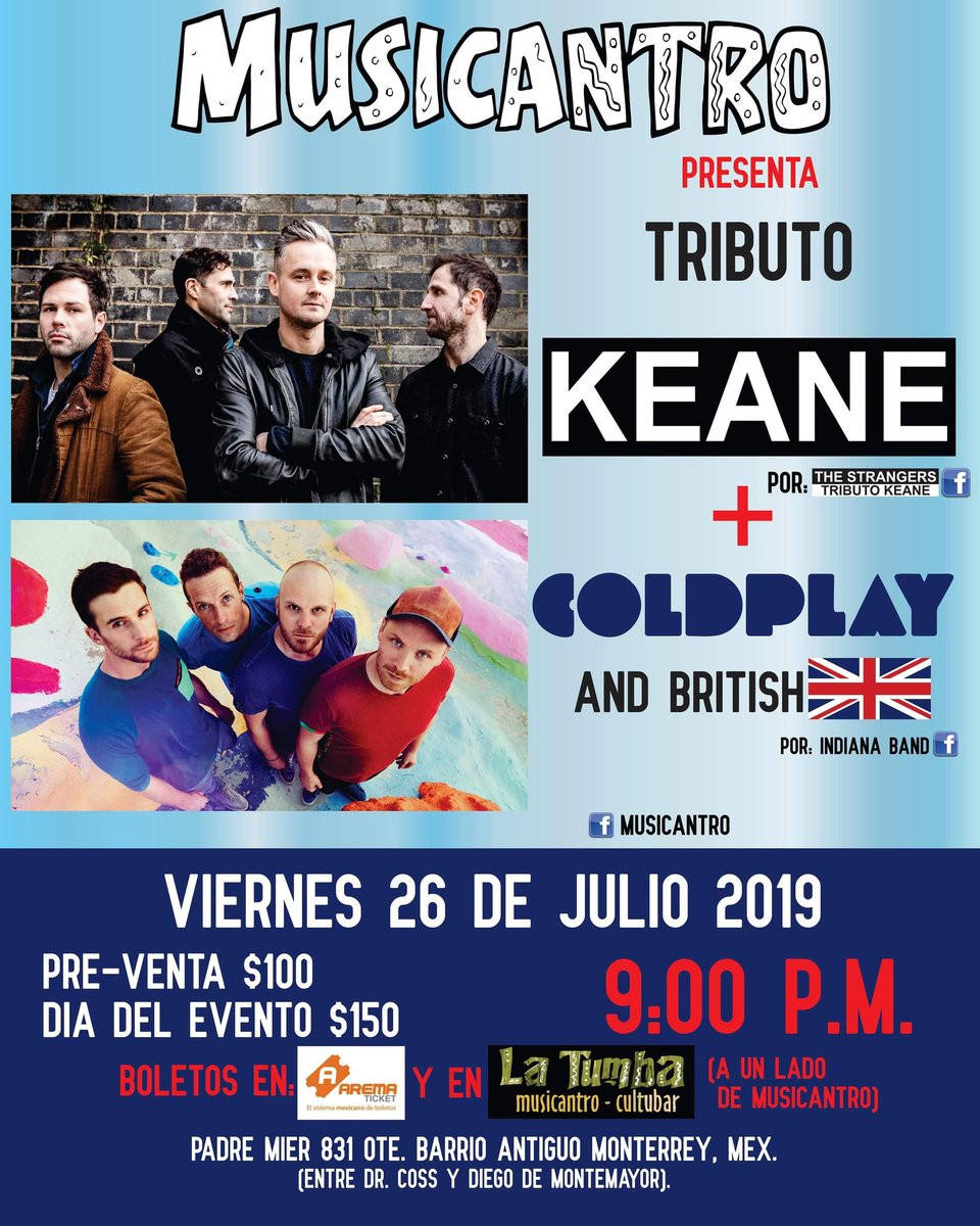 LUIS_ROCKLIFE's tweet photo. Ya solo falta una semana y estamos listos para interpretar el tributo a Keane. 
#Keane #tributo #barrioantiguo #musicantro #coldplay
#conciertos
#mty #mtycity

https://t.co/IWiJMOtEUD

https://t.co/ULLA8TjPq2 https://t.co/yjn86SM1tv