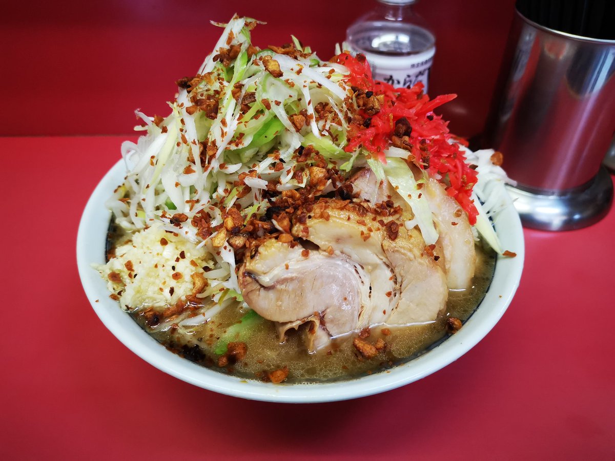 Druckstein 漬物石 ラーメン二郎桜台駅前店の小豚入り ネギ 店主さんの一杯 冷房フル稼働で気持ちよくいただける 今日は麺が濃厚スープを良く吸っていてめちゃ旨でした 食事中は濃厚スープな感じでしたが なぜか食後はあっさりに感じました Fg