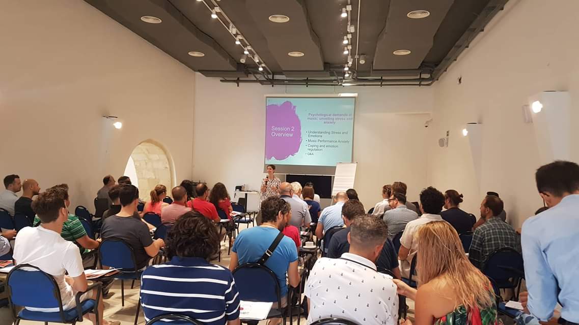 MaltaPhil's tweet photo. This week musicians of the MPO had the unique opportunity to attend seminars and participate in workshops on Psychological Wellbeing, at @EsploraMT led by @PerfPsychDrLili and organised in collaboration with @ArtsCouncilMLT https://t.co/JtvqVt8ioo