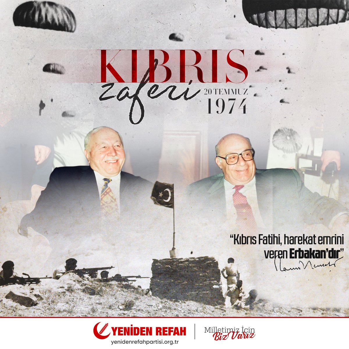 erbakanfatih's tweet photo. #KıbrısBarışHarekatı tüm tehdit ve ambargolara karşı inanç,cesaret ve Millî Görüş'ü temsil etmenin verdiği şuurla yapılmıştır. Soydaşlarımıza yapılan zulme son veren başta Prof. Dr. Necmettin Erbakan hocamıza ve şehitlerimize Allah'tan rahmet,gazilerimize hayırlı ömürler dilerim. https://t.co/r5X2odJJXh