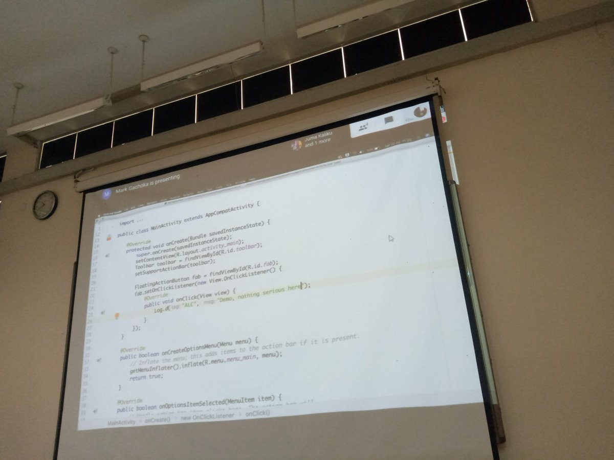 _WanjiruCate's tweet image. Logging is a very important tool as an android developer. 
@_jumaallan and @that_mark taking the audience through.
#ALCWithGoogle
#GrowWithGoogle
#150DaysOfALC4