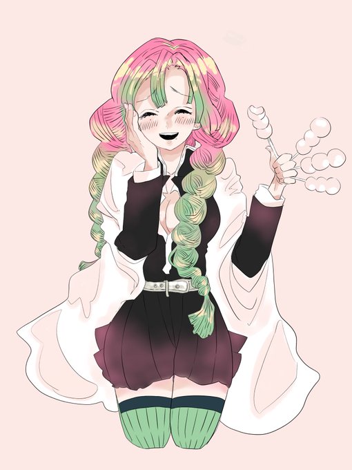 ゆ侍さんがTwitterに投稿した甘露寺蜜璃(鬼滅の刃)のイラスト。
