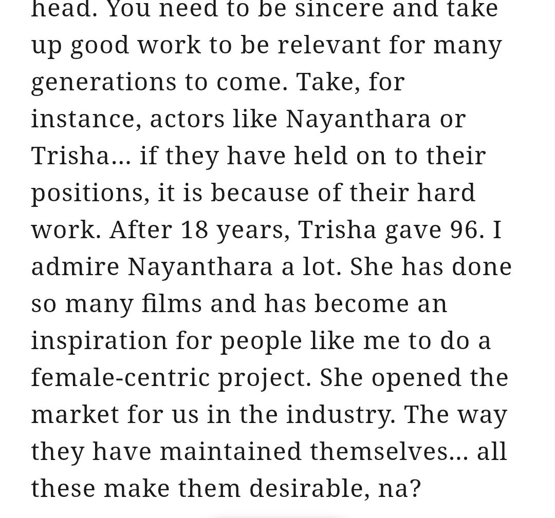 T134"Nayanthara is the Most Desirable Woman in the industry. I admire her, she has become an inspiration for me" -  @aishu_dil interview to  @ChennaiTimesTOI..  https://www.google.com/amp/s/m.timesofindia.com/entertainment/tamil/movies/news/chennai-times-most-desirable-woman-2018-aishwarya-rajesh/amp_articleshow/68008854.cms #LadySuperStar  #Nayanthara  #LadySuperStarNayanthara  #CelebsAboutLadySuperStar  #aishwaryarajesh