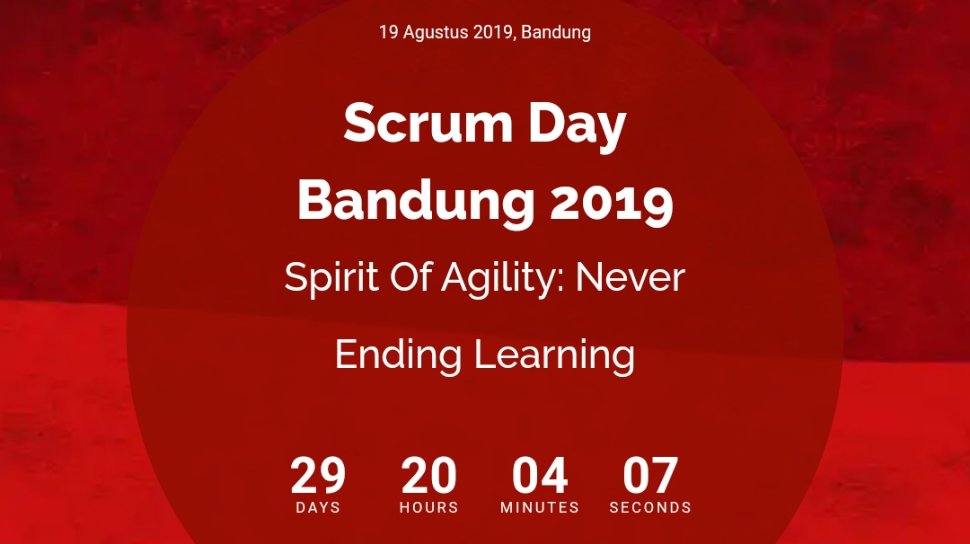 ScrumDayBandung's tweet photo. Scrum Day Bandung tahun 2019 ini bertemakan : "Spirit of Agility: Never Ending Learning". Tema tersebut dipilih karena melihat betapa tinggi semangat para praktisi Scrum di Indonesia dalam belajar hal-hal yang baru yang menunjang perubahan dalam organisasi. https://t.co/QfAEGDPCak