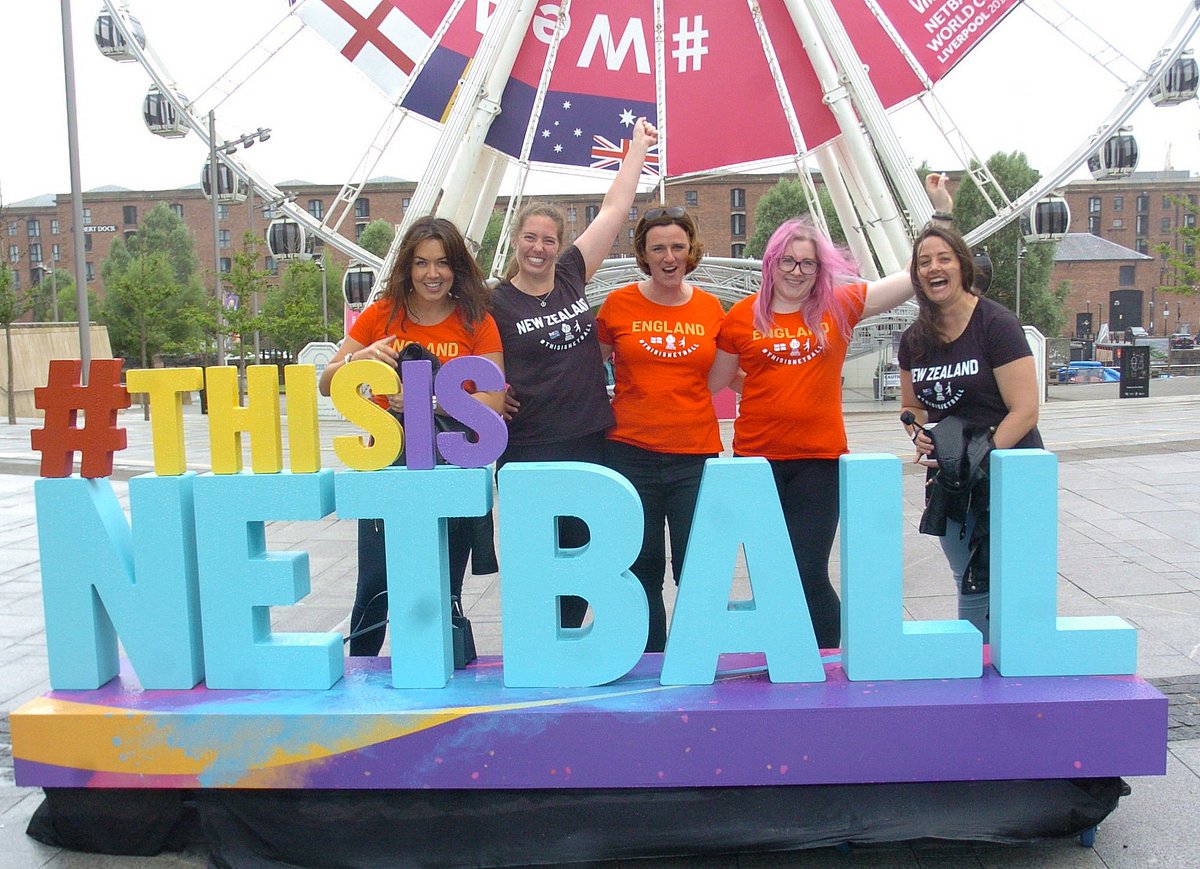 DaveThePapLpool's tweet photo. Netball world Cup , semi final day,  thousands of happy  and ☺ fans arriving, this morning, another fantastic day, @EnglandNetball  @IntNetball  @NetballSL @Netball_SA  @NetballAust  @NetballNZ  @CultureLPool #ThisIsNetball  #NetballWorldCup2019  #netball  #Liverpool https://t.co/nWBAO2KQkg