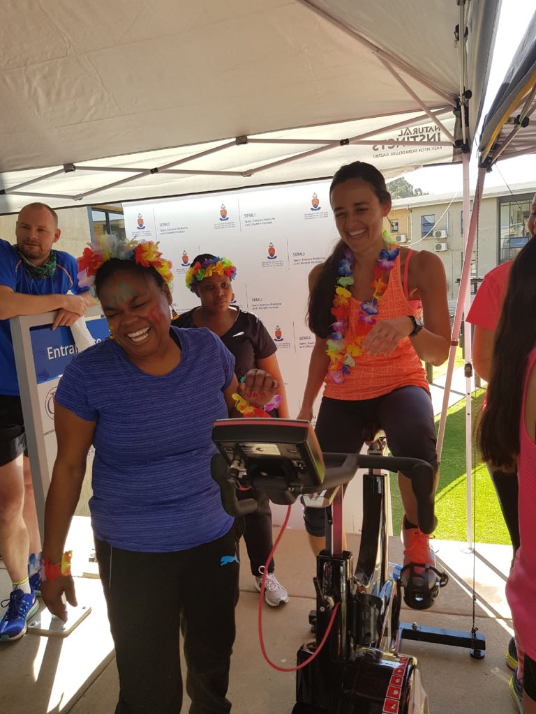 ChristaJVR's tweet photo. Raising money by wattbike cycling for 67 min #MandelaDay #SEMLI@UP https://t.co/2cwPEoFT9U