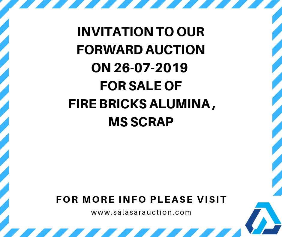 AoneSalasar's tweet photo. Forward Auction for sale of Fire Bricks Alumina,MS Scrap on 26-07-2019.
#Forward_Auction #Fire_Bricks_Alumina #MS_Scrap #E_Auction #Scrap https://t.co/cPQVcyPclT