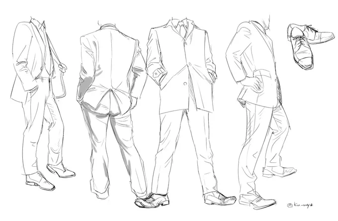 各10分ずつ、服のシワを捉える練習。#まこさんスーツ資料お借りしました 