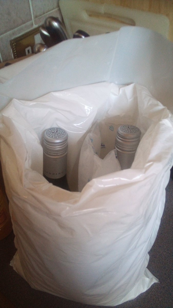 GrocersThe's tweet image. Testing to see if our chilled packaging will keep 2 bottles of wine cool all day