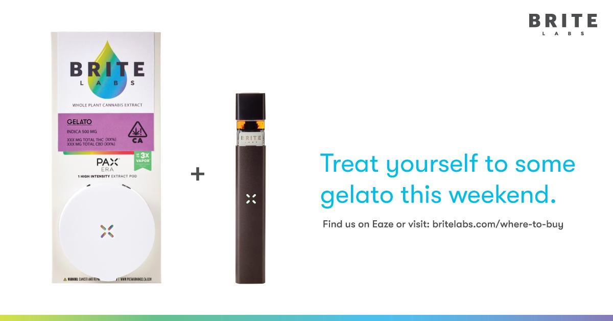 BriteLabs's tweet photo. Creamy gelato with a smooth finish. Clean and authentic cannabis. #alwaysnatural #cleancannabis #Gelato #indica #cannabiscommunity #oaklandcannabis #soiltoOil #sungrowncannabis #weekendvibes #pax #paxerapod #extractpod #extracts #britelabs https://t.co/eZTgH3muEF https://t.co/EKe4P9QZAe