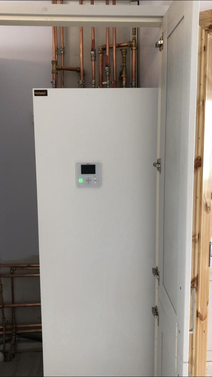 Designed 11kw Enviroair heat pump with UFH on the ground floor and radiators on the 1st floor with room by room controls throughout.210L cylinder was situated in the utility room as our new compact cylinder impressed the homeowner for the amount of space was used.info@firebird.ie