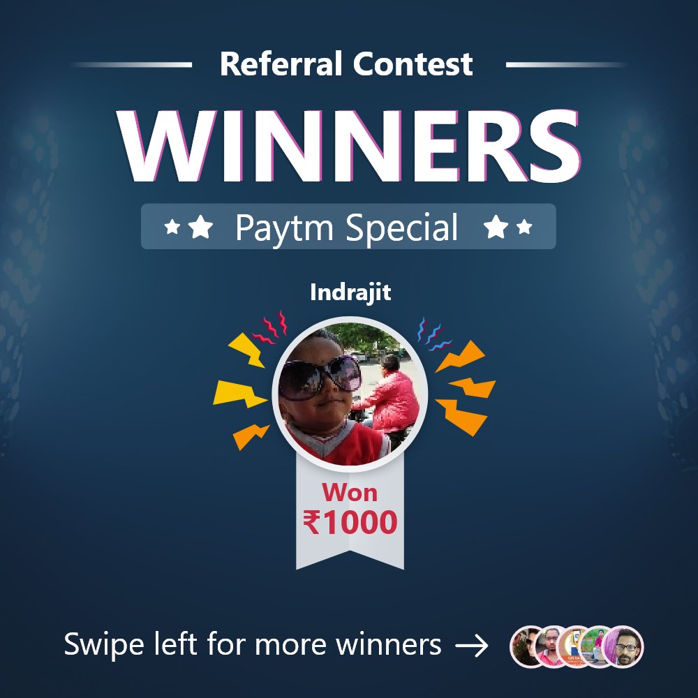 QurekaProApp's tweet photo. Congrats to the winners of "Paytm Special Referral Contest" held on 19th July

If you also want to WIN upto ₹3000 Paytm Cash Everyday, then Invite your friends on Qureka Pro to Play Games &amp; WIN. 

#PaytmContest #ReferAndWin #PaytmCash #SpecialContest #QurekaPro #PlayGamesWinCash https://t.co/4HweSnMFmy