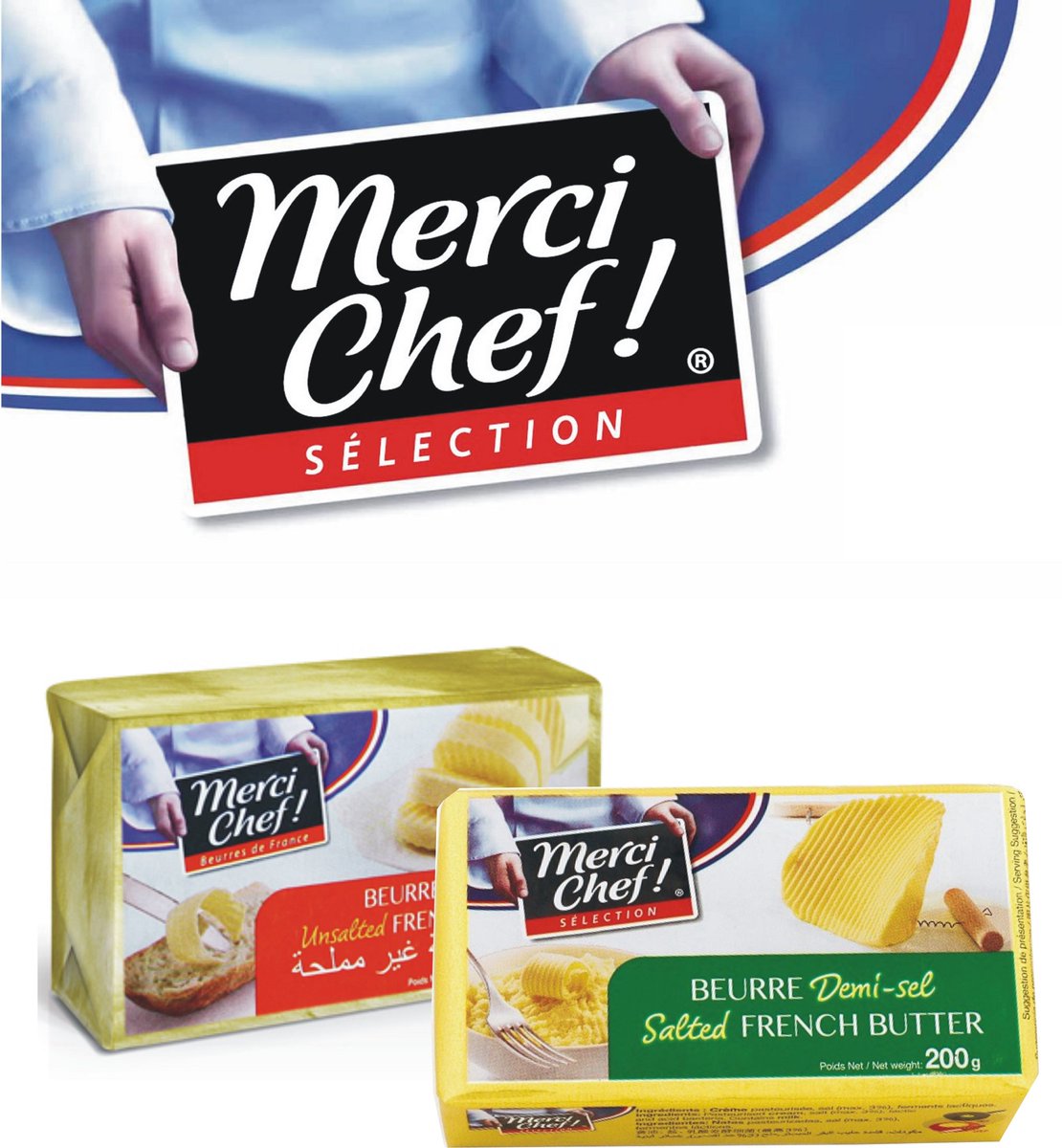 Merci Chef Butter is made from selected French creams. 
Guarantee to obtain a natural, authentic and quality product. 
Uses on your bread and other recipes (sauces, desserts, cakes, pastries)
#Delifrost #fmcg #coldchain #availability #Mercichef #butter #natural #authentic