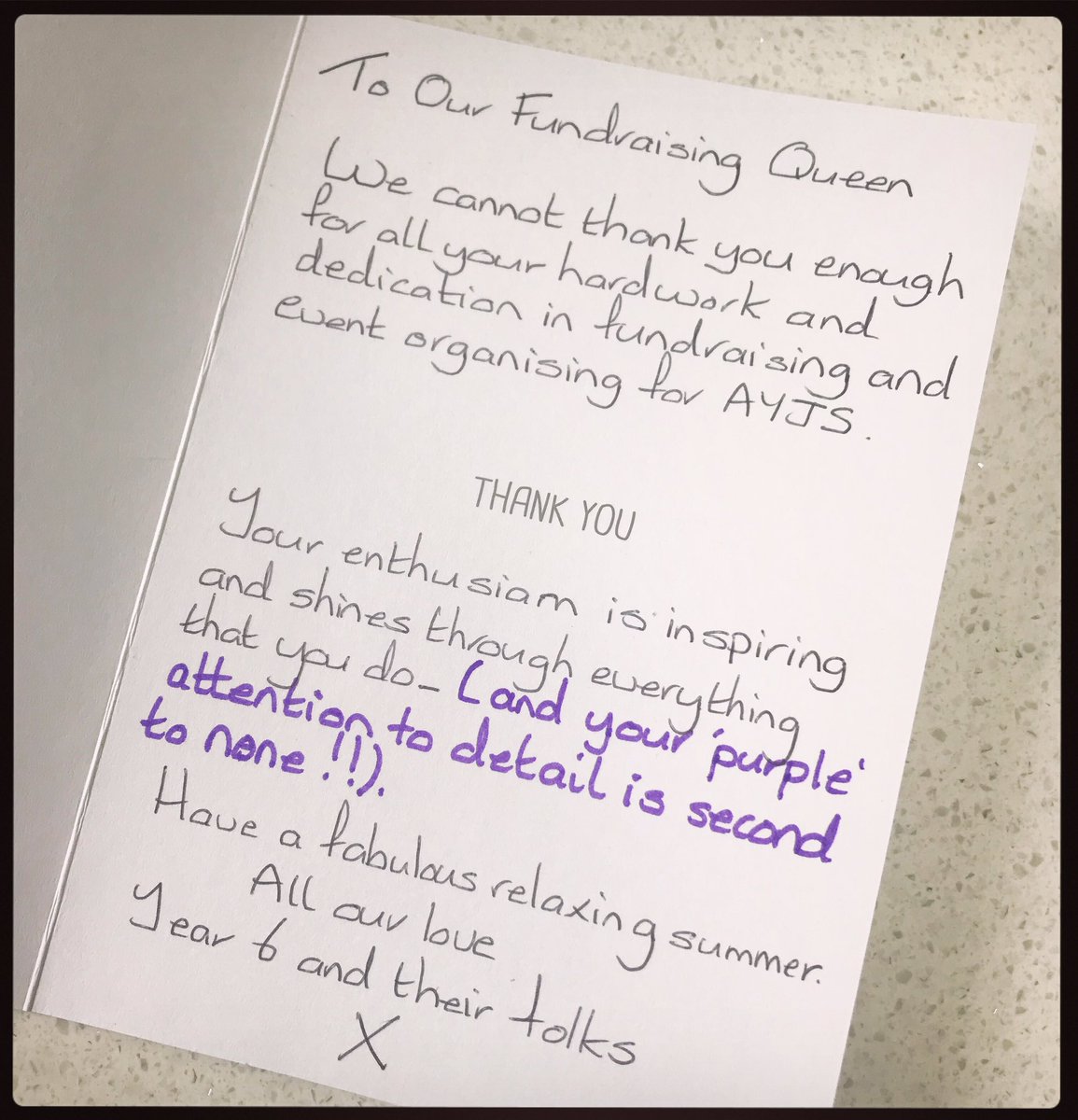 Cath_Pryce's tweet photo. A huge thank you to all of Year 6 for my cards and gifts....very much appreciated! Love them ❤️ #FBJS #Fundraising #endofterm
@AYJSMRG https://t.co/BLpGsuL0vR
