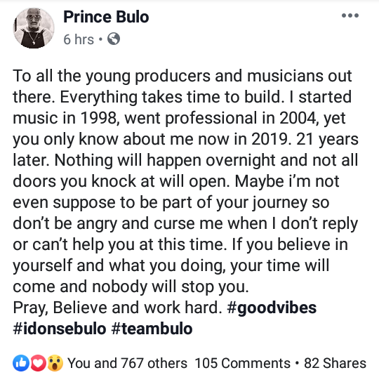 AfroTainmentSA's tweet photo. Please dont give up bafwethu ๐๐ When GOD says its showtime NO one can say cut ๐ ... @PrinceBulo Debut Album #GoodVibes drops on 2 August 2019 @AfroTainmentSA #IdonseBulo #TeamBulo https://t.co/PZzb5HZCwl