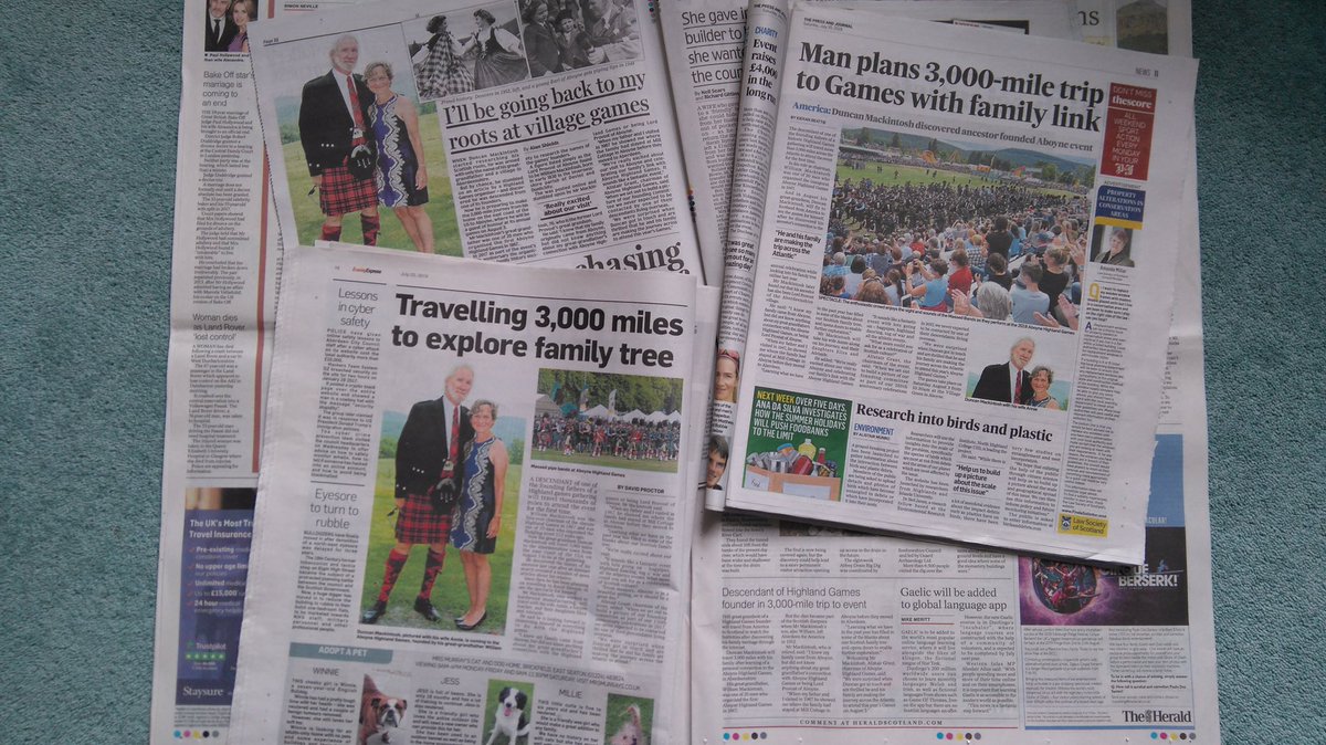 AboyneGames's tweet photo. Great coverage in various news papers today about the visit of the Great Grandson of our original Chairman. @thepressjournal @eveningexpress #1867chairman #USAvisitor #aboyne #visitaberdeenshire https://t.co/q7hea864N6