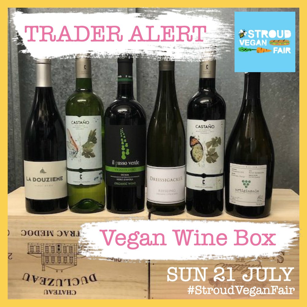 AardeEvents's tweet photo. TRADER ALERT 🍷 | @veganwinebox are back, but they're not just going to be selling bottles of wine for you to take away, they're going to be selling you glasses of it to enjoy while you're at #StroudVeganFair too! https://t.co/BLUmxFRYac