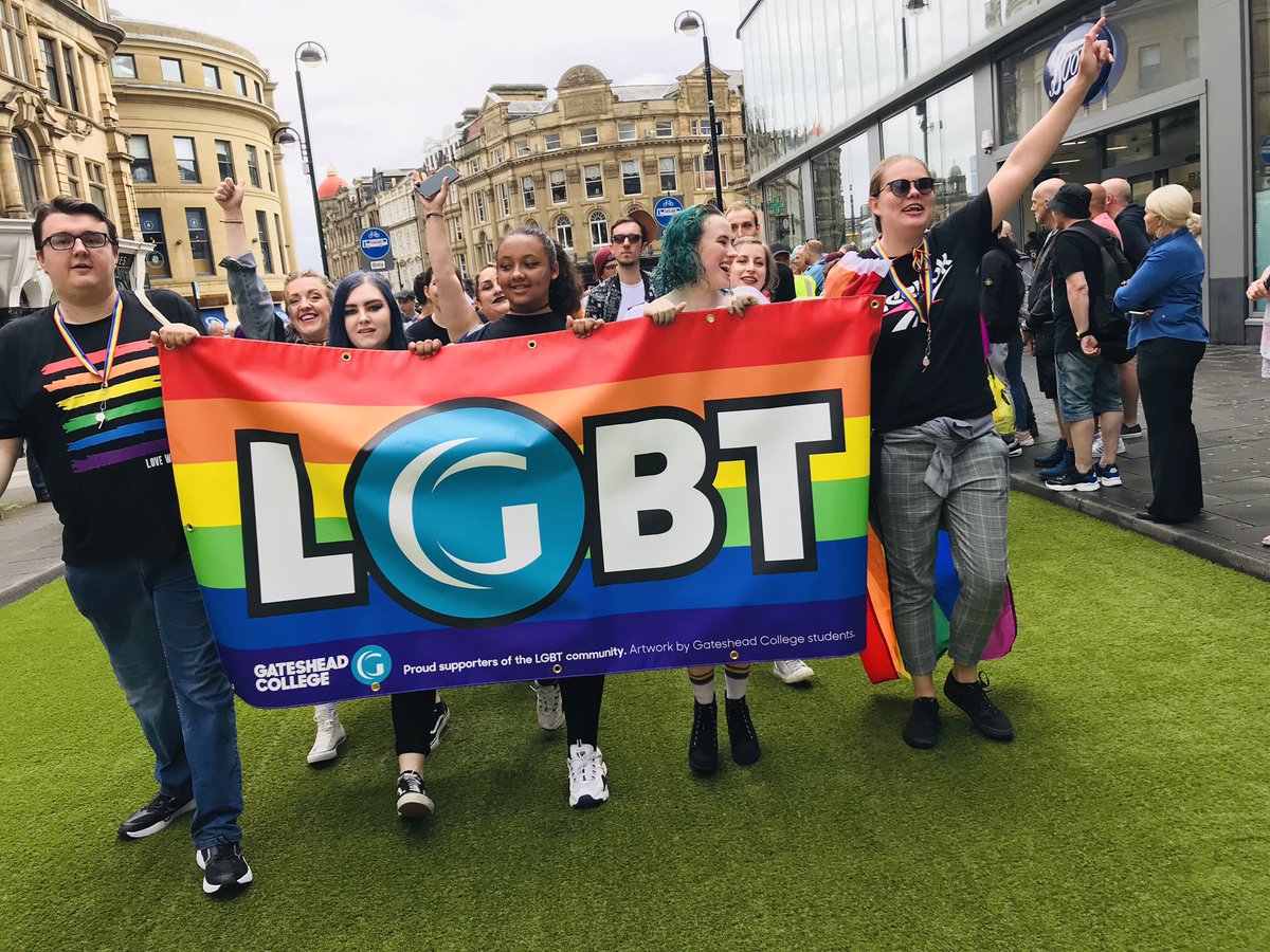 gatesheadcoll's tweet image. Whoop whoop! We are taking part in the @northernprideuk parade supporting our LGBTQ+ community with a banner designed by our fantastic students 🏳️‍🌈💙💚💛❤️💜🖤
#WeAreNorthernPride
