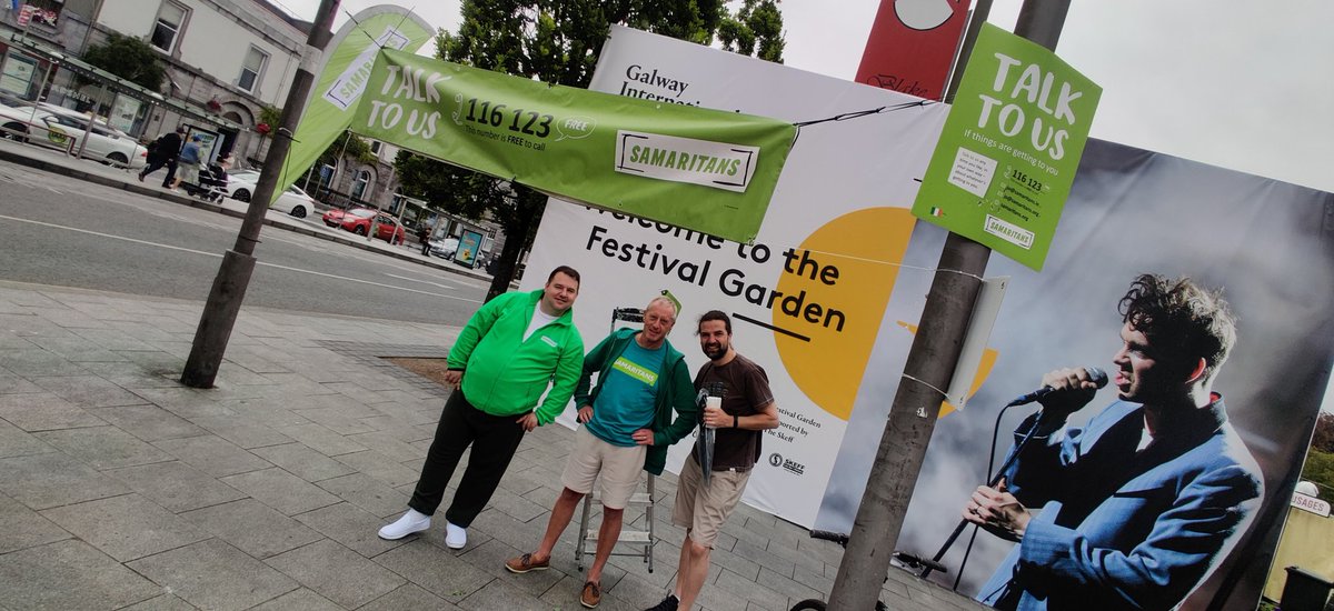 SamsFestIrish's tweet photo. Our volunteers are on site  @GalwayIntArts Festival Garden on Eyre Square. Say hi, have a chat. We'll be here all day! #TalkToUs #WeListen https://t.co/FrCAru9sj1