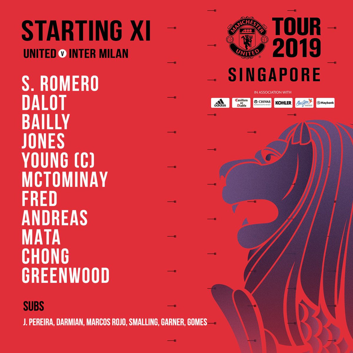 ManUtd's tweet photo. Here come some fresh legs 🏃‍♂️

Multiple changes for #MUFC! #MUTOUR 🇸🇬 #ICC2019 https://t.co/pjYbaBIjn6