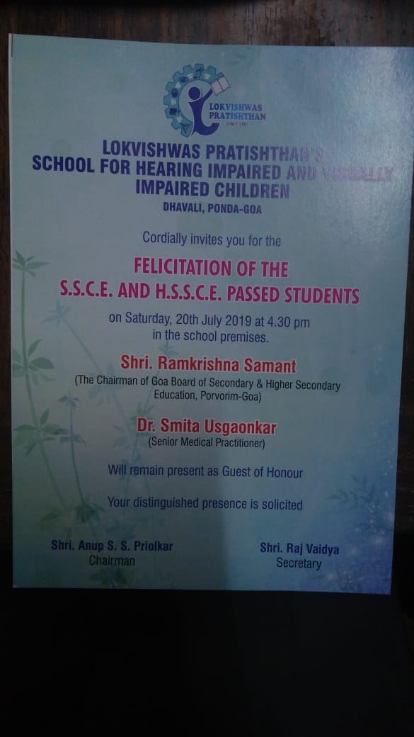 PrakashWKamatPK's tweet photo. At annual SSC & HSSC students' felicitation programme of children of Spl schools of Lokvishwas Pratishthan in Ponda,Goa on Saturday: https://t.co/bwEPyoWZLP