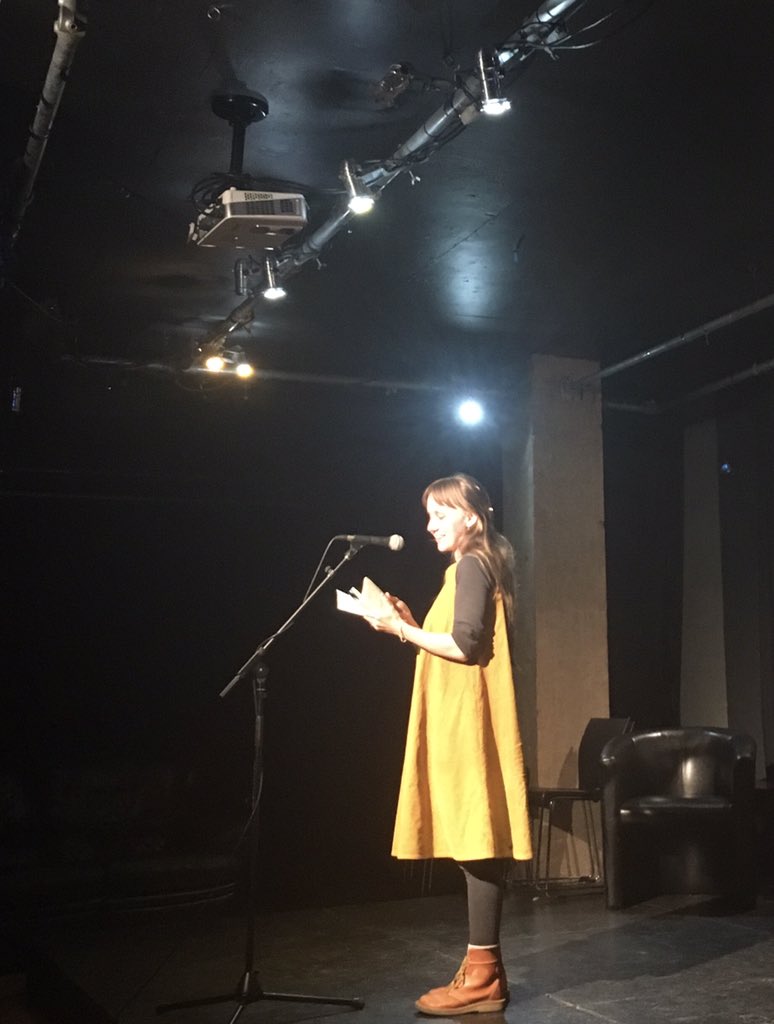 Wildpressed's tweet photo. Holly reading about wolves and bears in the urban neighbourhood at our #wildpressedshowcase last night https://t.co/Baqn5befvr