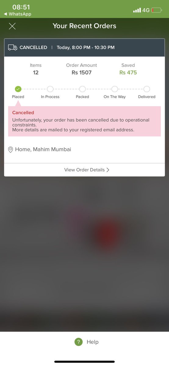 ShefaliSavant's tweet photo. I stay alone, so someone suggested to order from @bigbasket_com and I did for the 1st time. This is what I get, 1st order &amp; they canceled on the delivery day. I did not get any email with the explanation as its written here! Disappointed! That was my 1st and last order! https://t.co/dIthB4cjKE