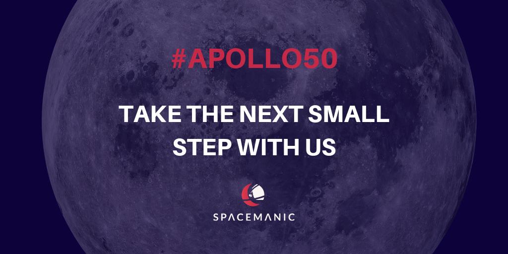 spacemanictech's tweet photo. We are celebrating #Apollo50 ! Come and take the next #smallstep with us. #smallsatellite #cubesat #newspace #newspacerace #spacemanic #wearespacemanic #Apollo50th https://t.co/h50E7DfwYQ