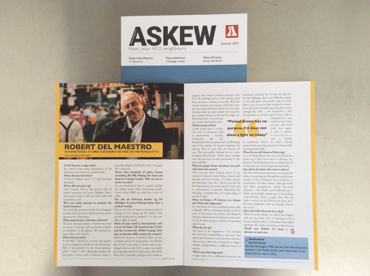 Meet your lovely #W12 neighbour TV director Robert Del Maestro in the new summer issue available free from cafes, pubs and shops on #AskewRoad or online askewmag.com/robert-del-mae…