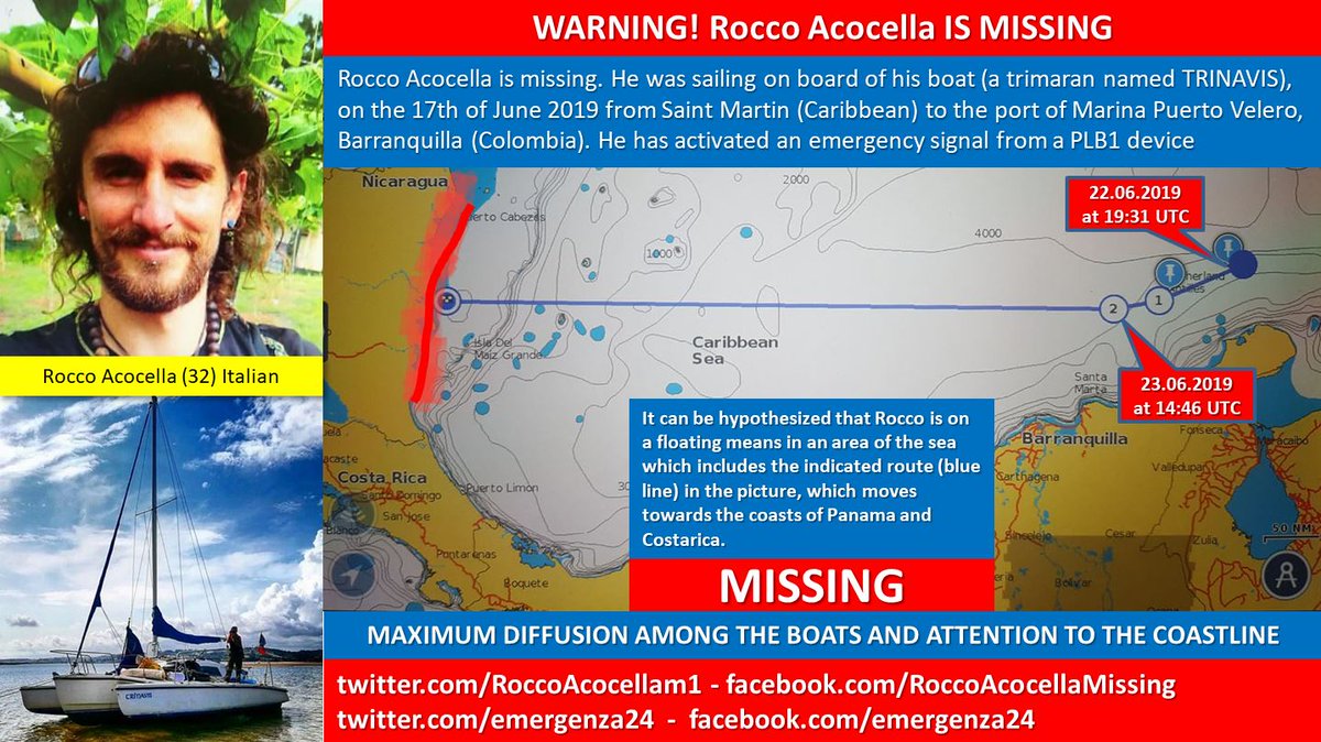 [20.07-12:00] #Caraibi ***MISSING**** Rocco Acocella (32 yo) #italian <a href="/roccoacocellam1/">Rocco Acocella Missing</a> #RoccoAcocellaMissing - Info: bit.ly/2xrOZyF - facebook.com/roccoacocellam…