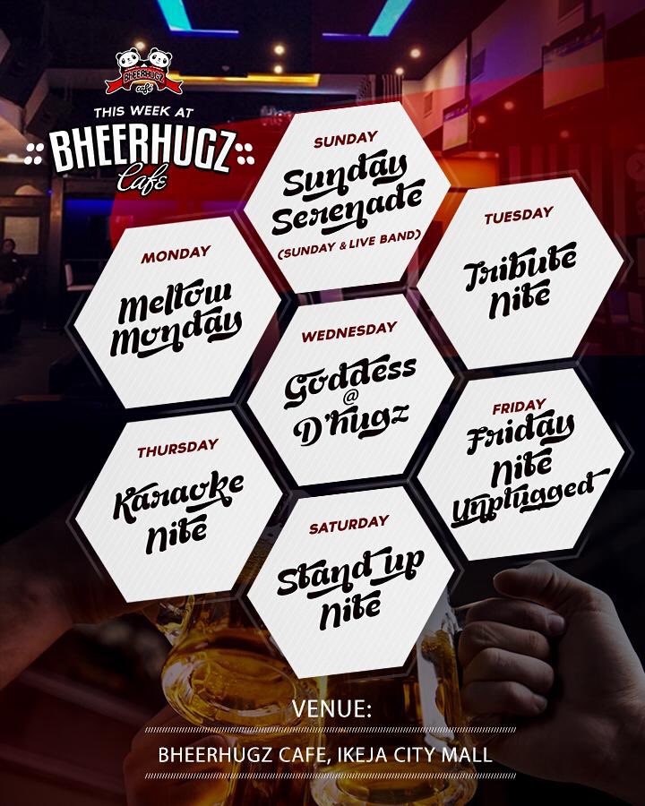 IAMLEGENDOTU's tweet photo. We’ve got you covered everyday of the week. 
#ThingsToDoInLagos #bheerhugzcafe #bheerhugzcafeikeja #livemusic #karaoke #foodporn #cocktails #leisure #nightlife #hangout #tgif #party #bridalshower #reunion #sundaybuffet #funplaceinlagos #foodie https://t.co/Ro9VvuSYpo