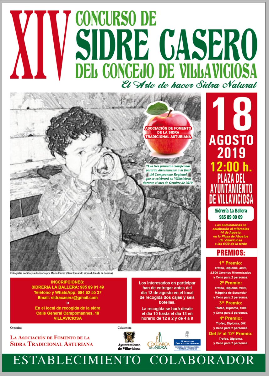 ¡ Atención xente sidrera ! 📣📣📣
Nun faigáis planes pal 18 d'Agostu, tenéis una cita cola sidre caseru en Villaviciosa. 
Dexámosvos el cartelu, que ye bien prestosu.
#fomentupolasidra #sidrecaseru #asturies