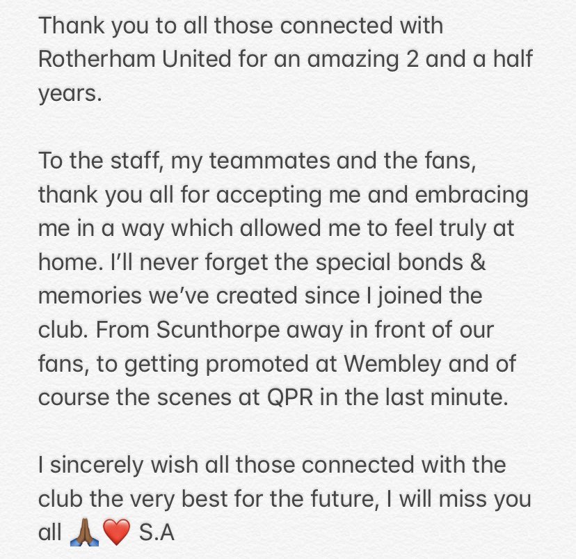 Thank you for everything <a href="/OfficialRUFC/">Rotherham Miller</a> 🙏🏾❤️ #RUFC 🔴⚪️