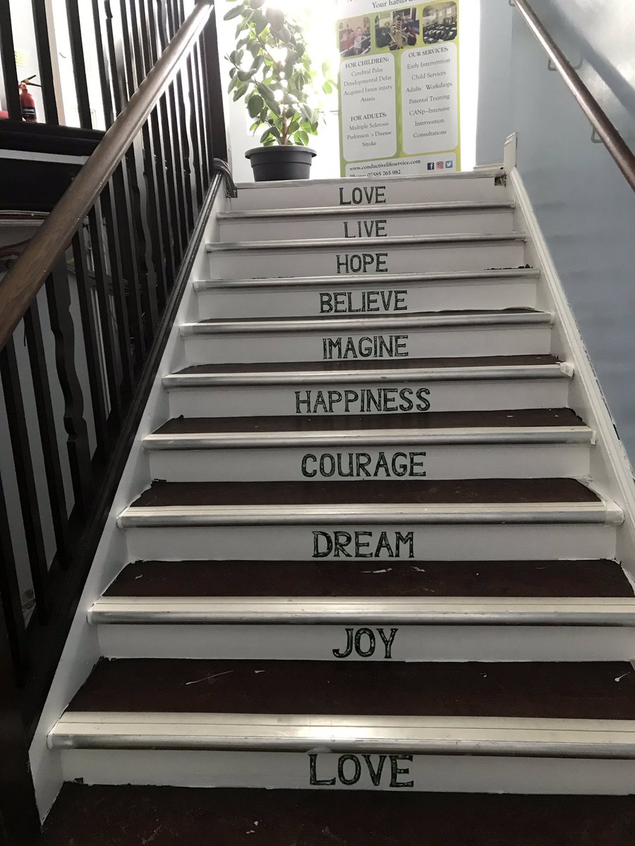 ConductiveLife's tweet photo. Our stairway to progress. #conductivelife #conductiveeducation #coaching #therapy #community https://t.co/ZAYIoGBX7m
