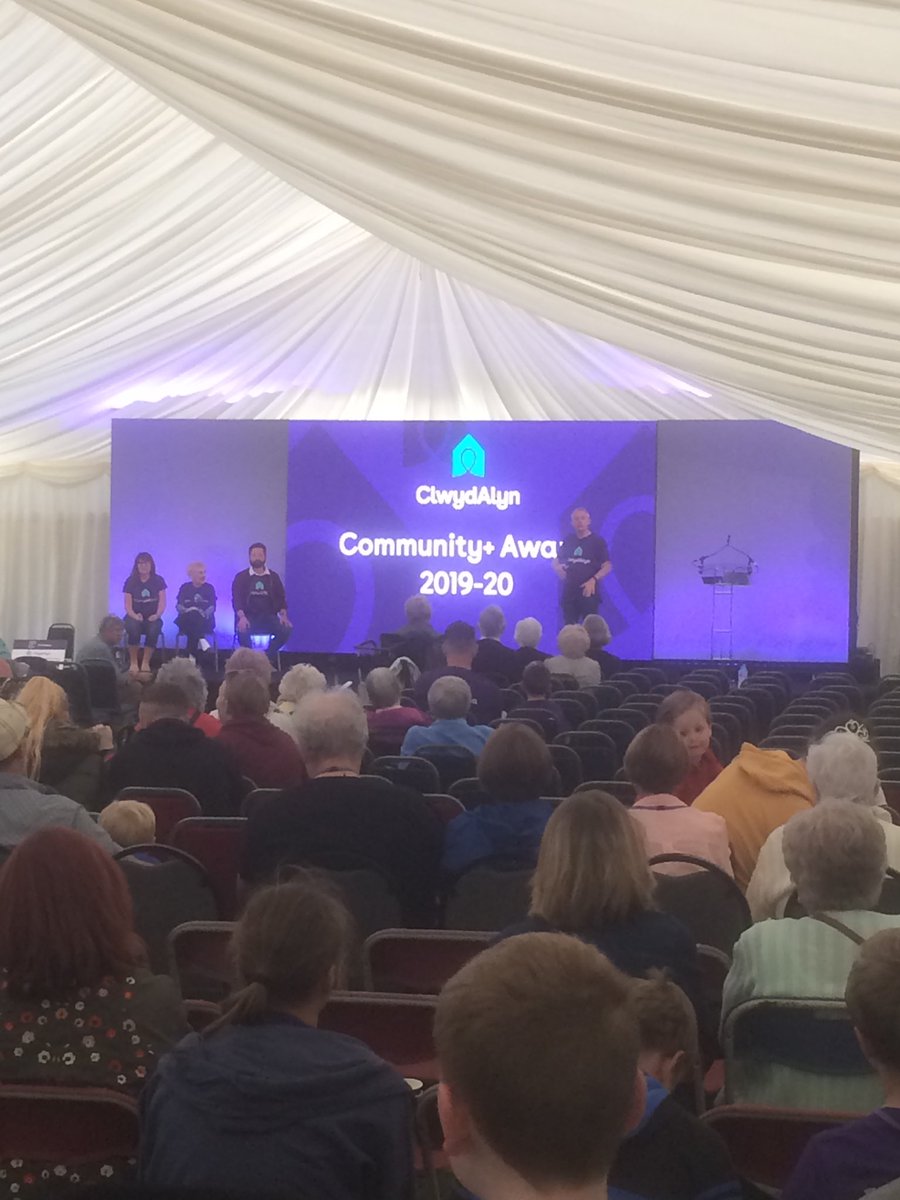 Start of fab Community+ Awards at ⁦<a href="/ClwydAlyn/">ClwydAlyn</a>⁩ Residents Festival. Come and see us afterwards at the ⁦<a href="/TPASCymru/">TPAS Cymru</a>⁩ stall - share ideas and free luckydip!