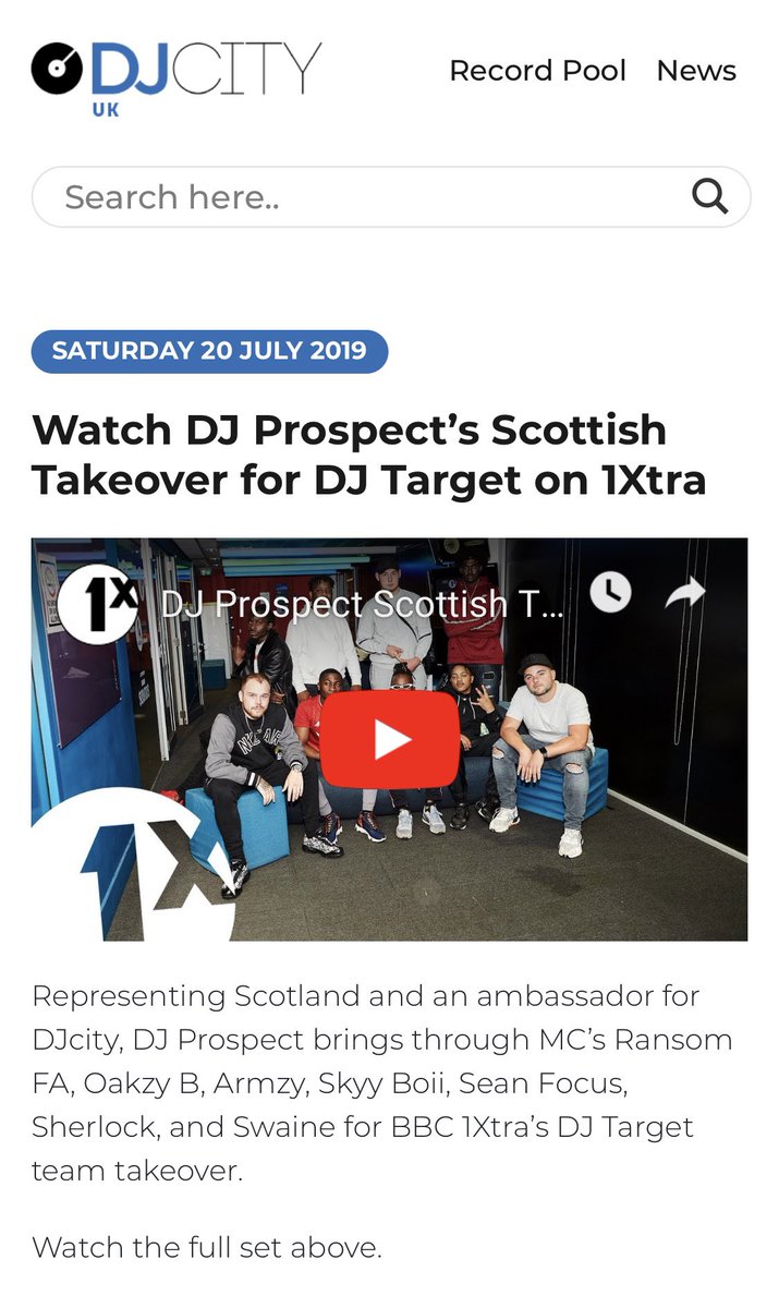 S/O everybody supporting the <a href="/1Xtra/">BBC Radio 1Xtra</a> Scotland Team Takeover we did this week! 

Nothing but love &amp; shares! 

Check out the set on the 1Xtra YouTube > youtu.be/uteiChGir7c

cc <a href="/DJTarget/">Grime Kids OUT NOW</a> <a href="/BadmanFocus/">SEAN FOCUS🇿🇼🇲🇼</a> <a href="/RansomFA/">Ransom FA</a> <a href="/SkyyBoii1/">Double Up ☝🏽️☝🏽</a> <a href="/OSwaine/">SWAINE</a> <a href="/sherlocK_GLA/">⛓💎S̲H̲E̲R̲L̲O̲C̲K̲💎⛓</a> <a href="/realarmzy/">Armzy ®</a> <a href="/OakzyB/">OAKZY🐝.</a> <a href="/DJcity/">DJcity</a> <a href="/GRMDAILY/">GRM Daily</a>