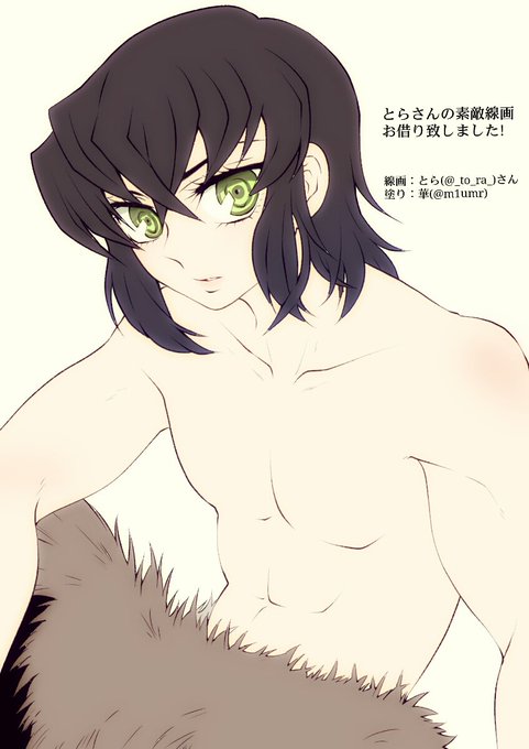 華さんがTwitterに投稿した嘴平伊之助(鬼滅の刃)のイラスト。